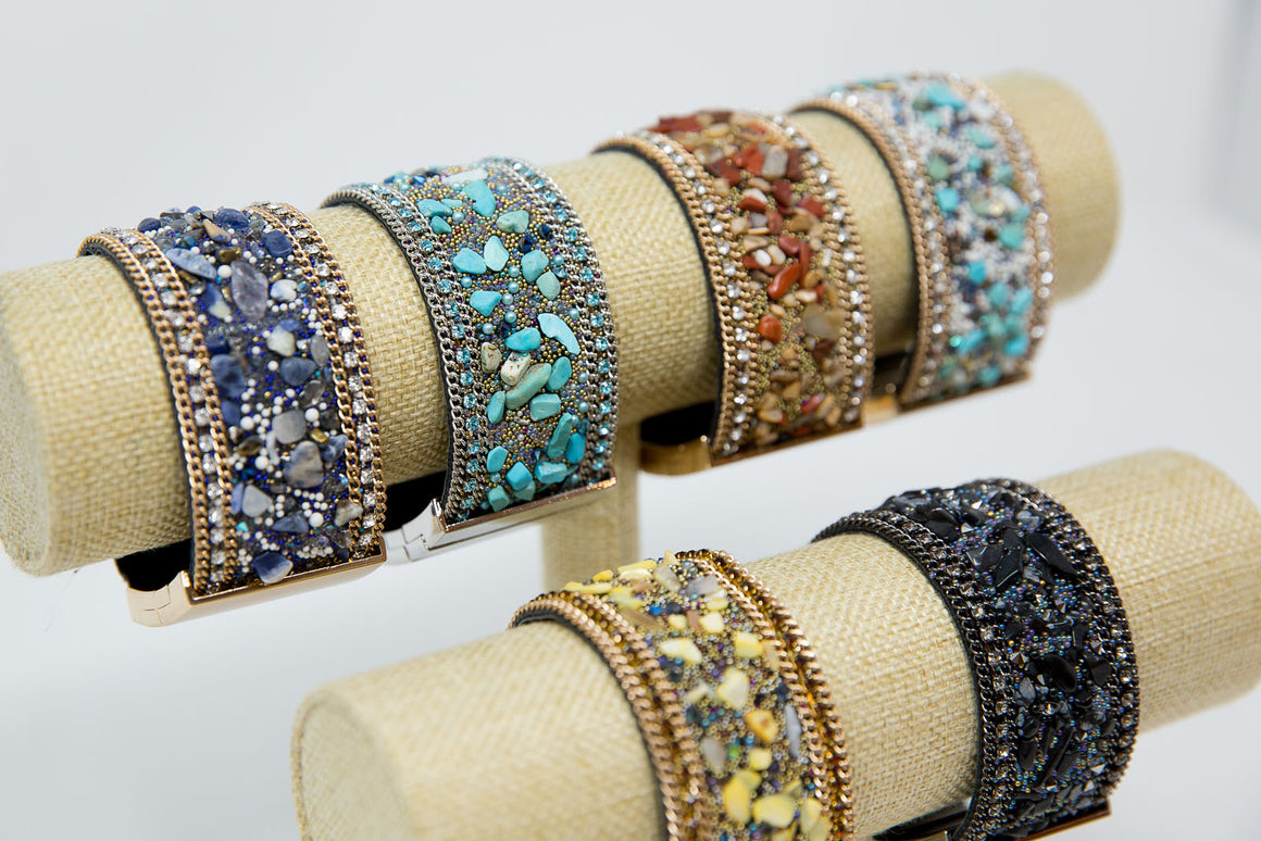 Genuine Stone Leather magnetic Clasp Bracelets