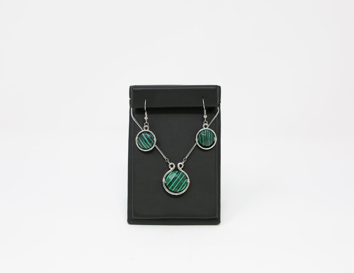 Sterling Silver Genuine Stone Neck Set