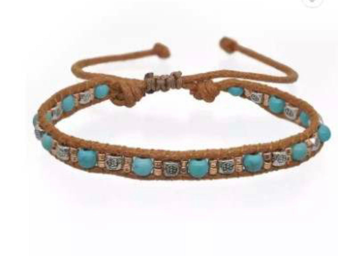 Turquoise leather bracelets