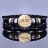 Button Leather Inspirational bracelets